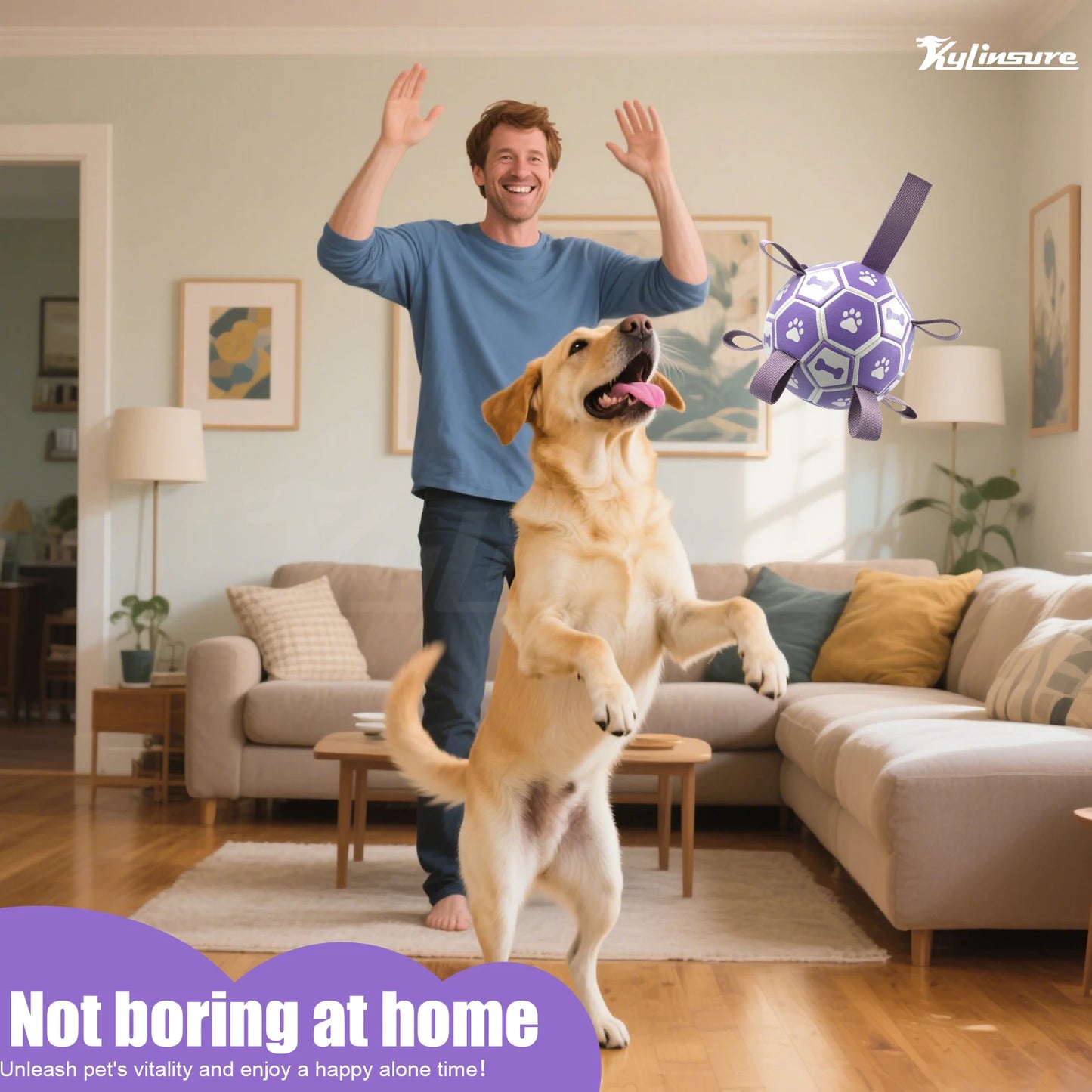 Dog Toys Soccer Ball with Straps, Interactive Dog Toys for Tug of War, Puppy Birthday Gifts, Water Toy, Durable Dogs Balls World