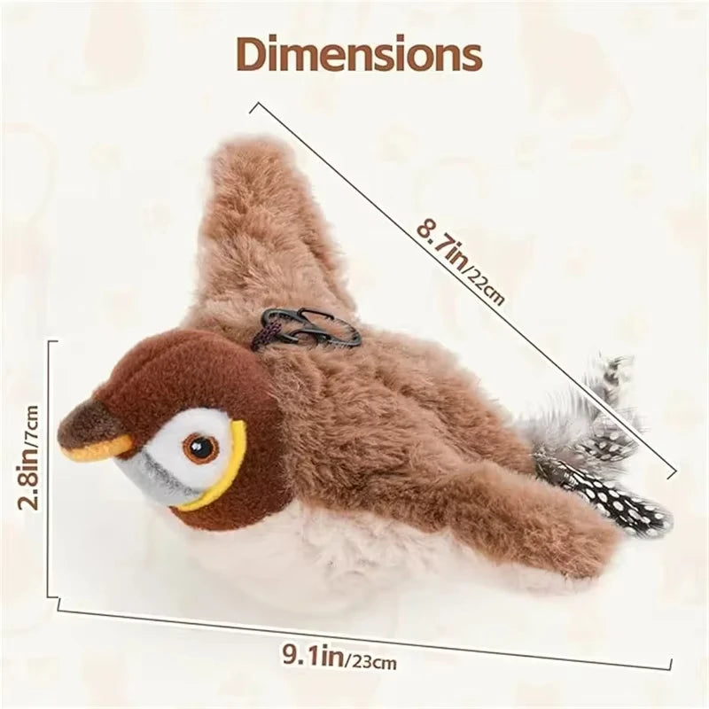 2 Styles Interactive Cat Toy Flapping Bird With Catnip Rechargeable Bird Cat Toys Touch Activated Fluffy Plush Toys For Cats