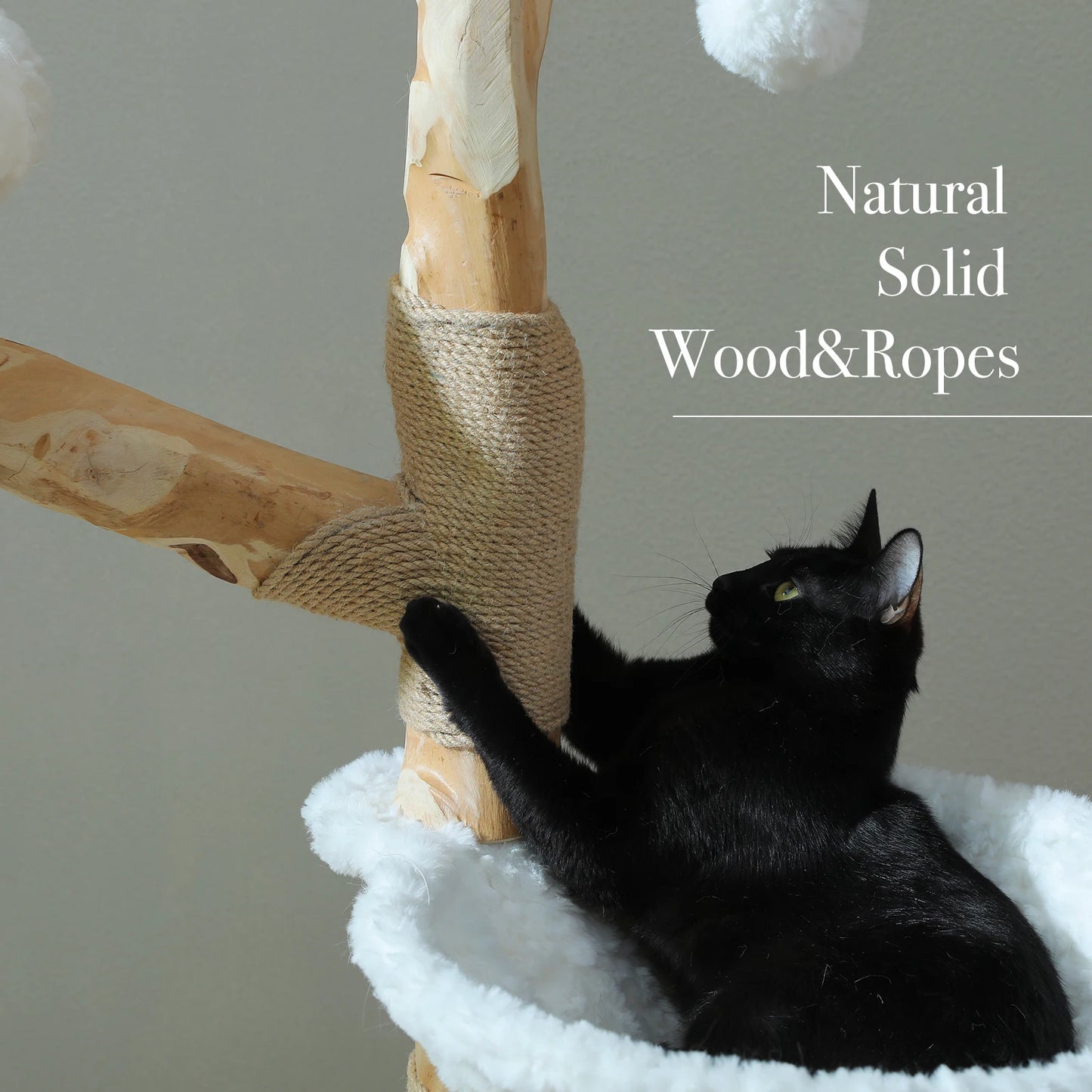 Modern Cat Tree with Natural Sisal Scratching Posts Large Condo Flower Perches Wood Cat Tower for Indoor Luxury Cat Furniture