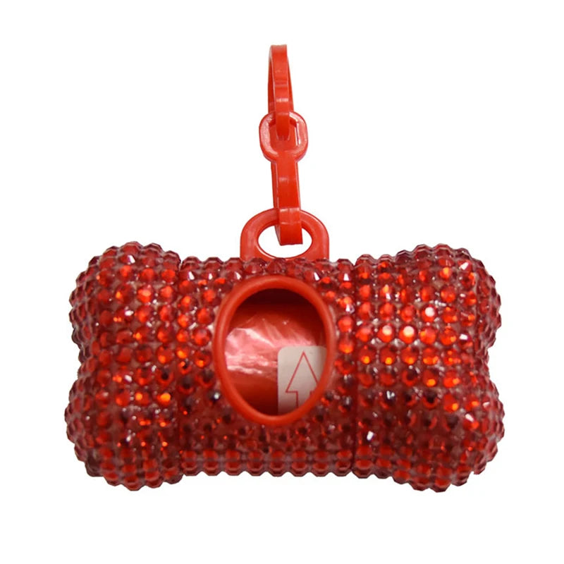 Mini Rhinestone Pet Garbage Bag Dispenser Dog Poop Garbage Stand Portable Cat Poop Storage Box Animals Articles Dog supplies