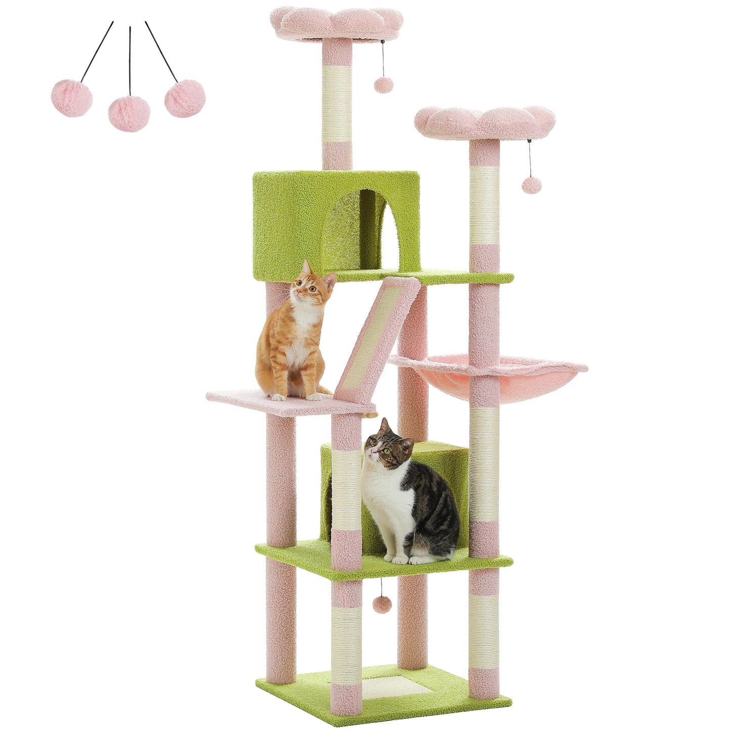 Tall Cat Tree Large Cat Tower for Indoor Cats Multi-Level Plush Cat Condo with Scratching Posts Scratching Boards Perches Caves