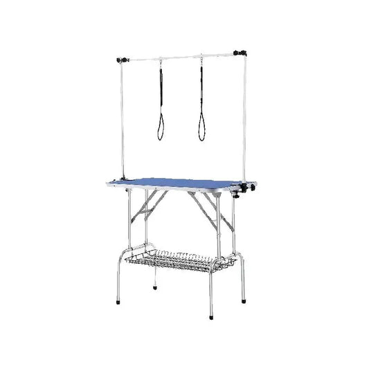 SucceBuy Pet Grooming Table Two Arms with Clamp Dog Station Foldable Pets Stand for Medium Small Dogs with Grooming Loop