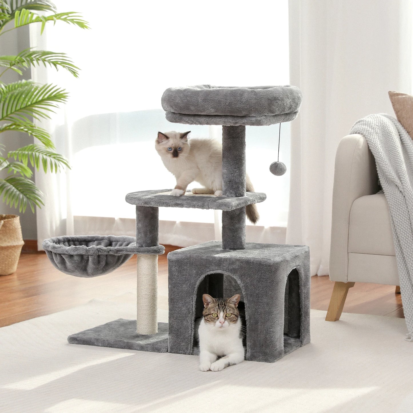 80cm Small Cat Tree Cozy Condo for Indoor Kitten Luxurious Top Perch Natural Sisal Scratching Posts for Climbing Scratcher Board