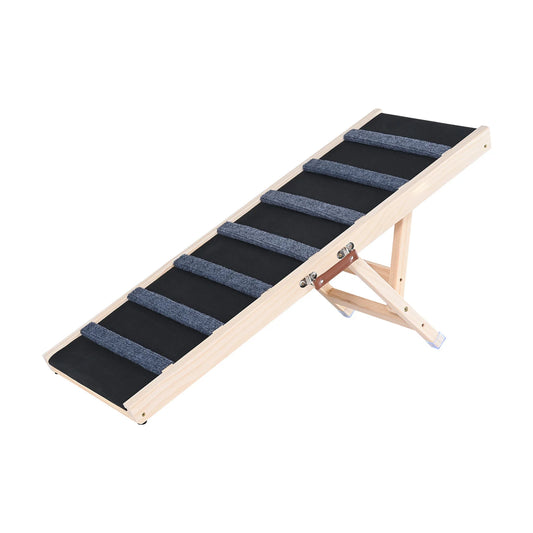 SucceBuy Dog Ramp Folding Ladder Anti-slip High Adjustable Wooden Pet Ramp Removable for Small Old Dog Climb Stairs Sofa Car Bed