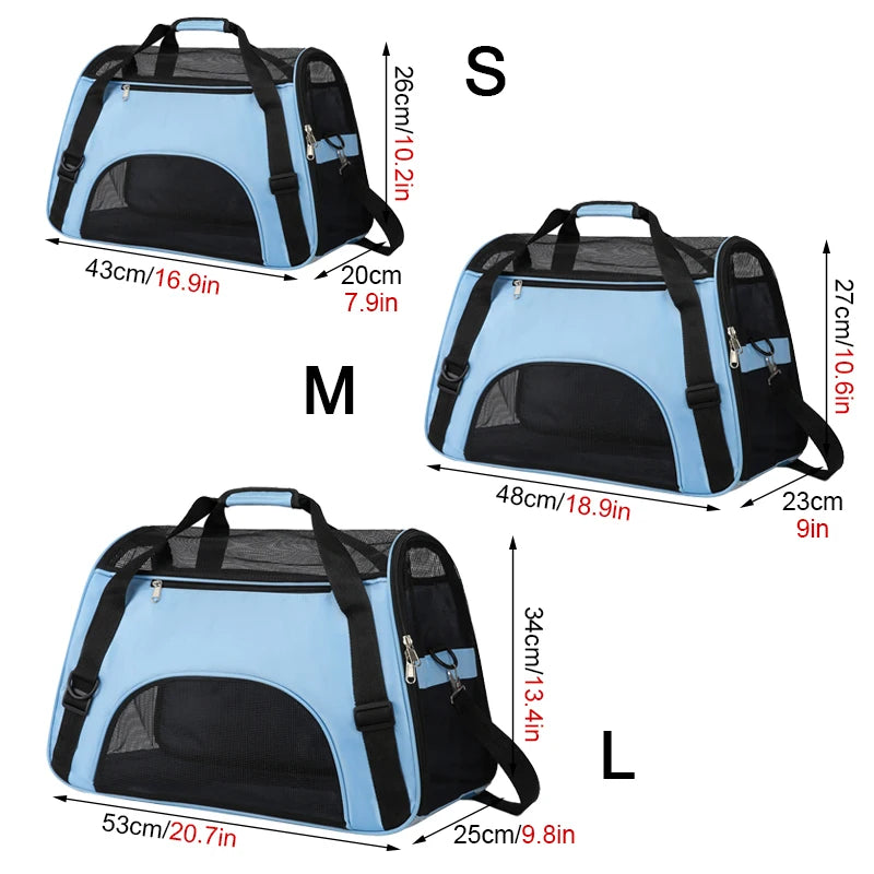 Cat Dog Carrier Soft-Sided Pet Travel Carrier Breathable Mesh Small Dog Cat Outdoor Tent Carrier Outgoing Pets Handbag