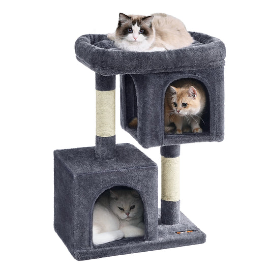 Feandrea Cat Tree, 29.1-Inch Cat Tower, M, Cat Condo for Medium Cats up to 11 lb, Large Cat Perch, 2 Cat Caves, Scratching Post