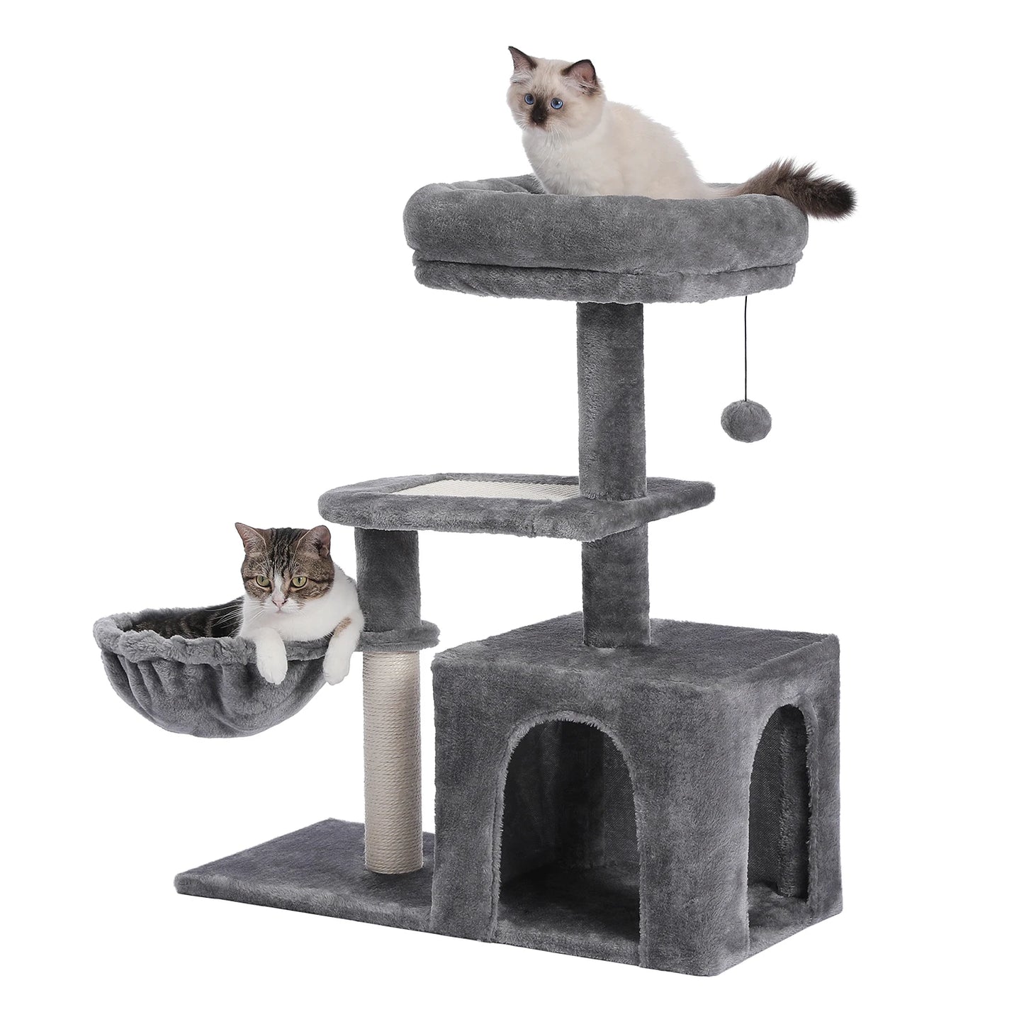 80cm Small Cat Tree Cozy Condo for Indoor Kitten Luxurious Top Perch Natural Sisal Scratching Posts for Climbing Scratcher Board