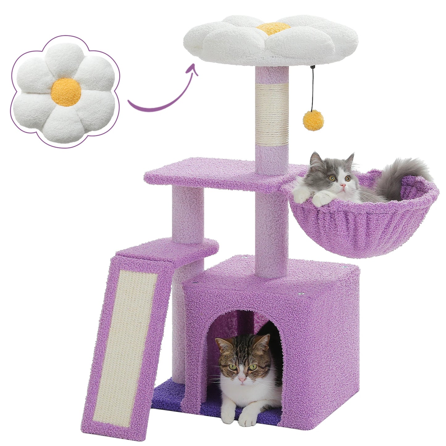 Small Cat Tree Cat Tower with Natural Sisal Scratching Post,Spacious Top Perch,Privite Cat Condo Perfect for Indoor Cats,Cat Toy
