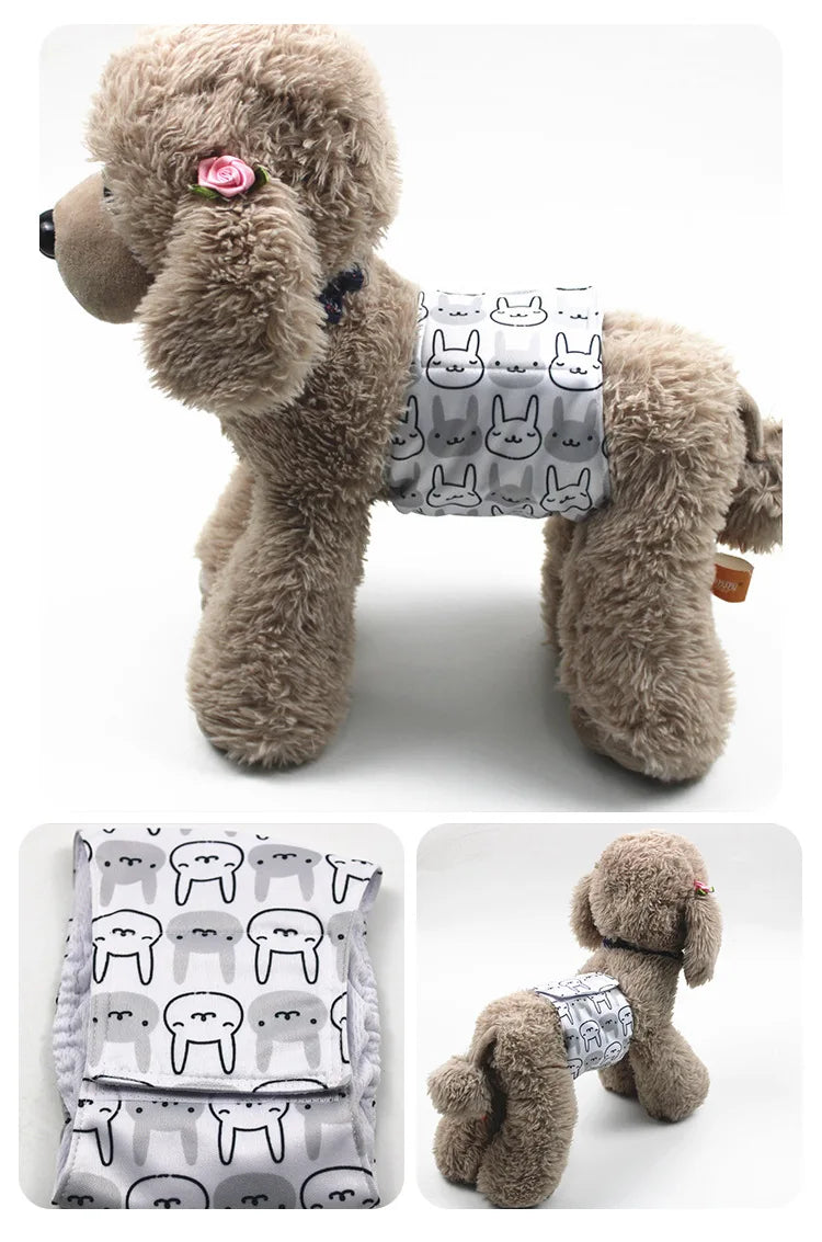 Cartoon Reusable Animals Pet Dog Male Dog Physiological Pant Adjustable Sanitary Underwear Belly Wrap Band Cotton Diaper Puppy