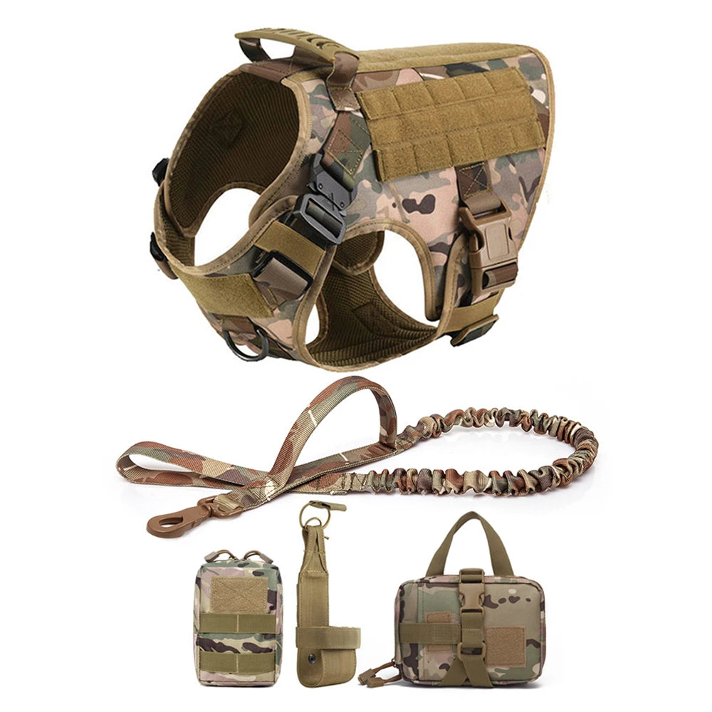 Military Dog Harness Leash Bags Set Pet Tactical Vest Harnesses Walking Training Hunting For Large Dogs German Shepherd