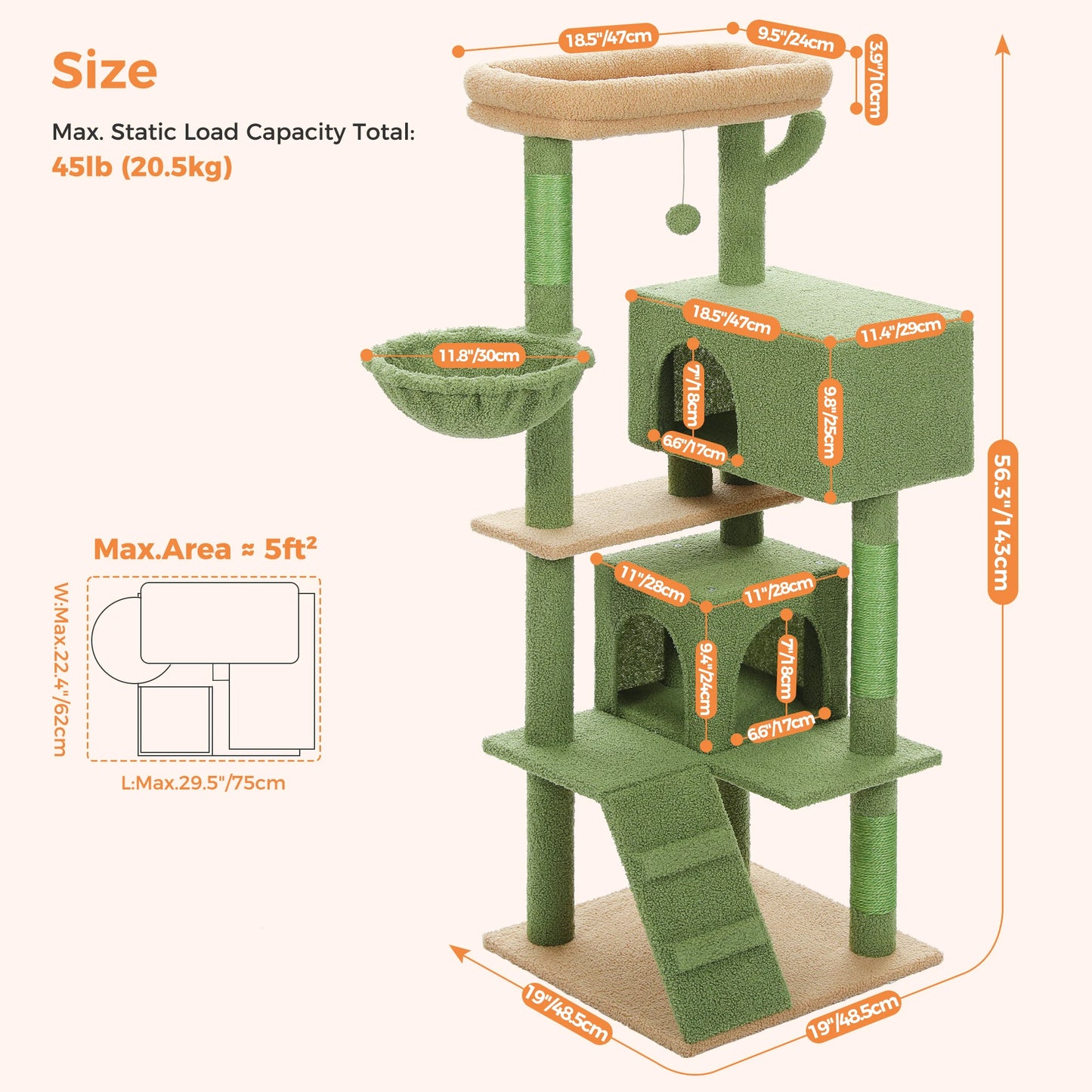 Cat Tree with Toy Cat Tower condo for Indoor Cats Cat House with Padded Plush Perch Cozy Hammock and Sisal Scratching Posts