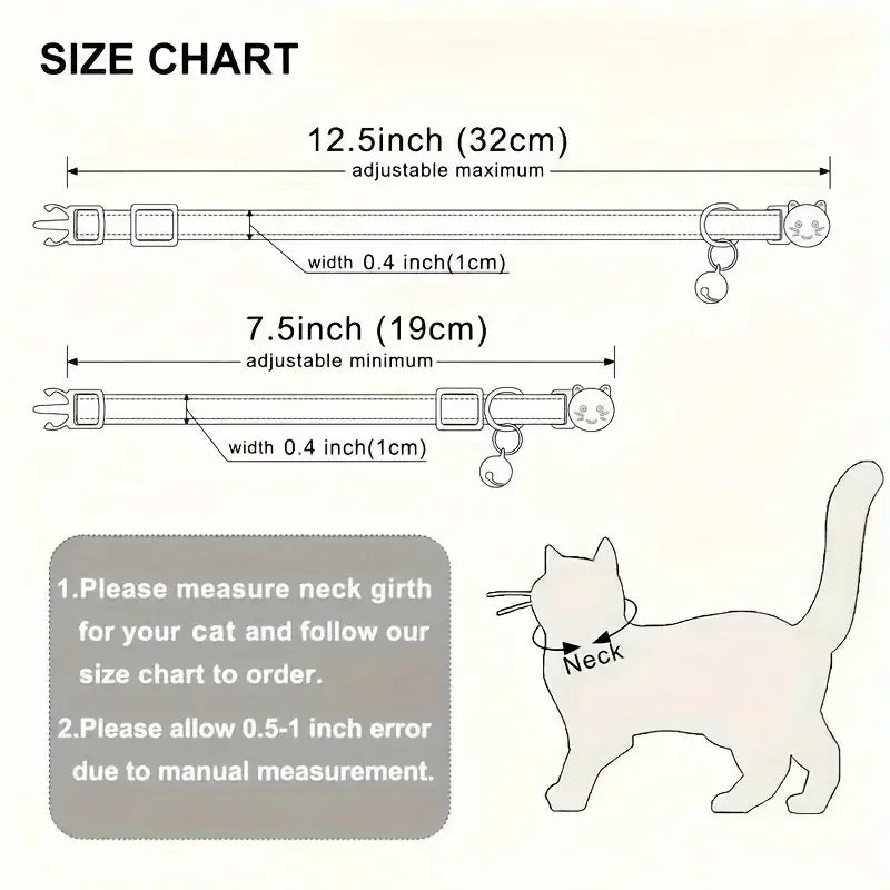 Personalized Printed Cat Collar With Bell Adjustable Kitten Puppy Collars Free Engraved ID Nameplate Anti-lost Safety Buckle