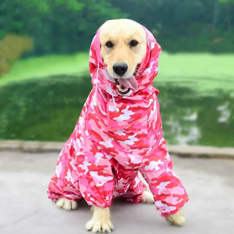 Waterproof Dog Raincoat Hoodie Jacket Rain Poncho Pet Rainwear Clothes Outdoor Golden Large Dogs Raincoat Pet Dog Clothing Coat