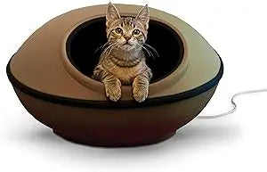 K&H Pet Products Heated Cat Bed for Large Cats, Thermo-Kitty Mod Dream Pod Heated Cat Cave Tent House Bed for Indoor, Warming, W
