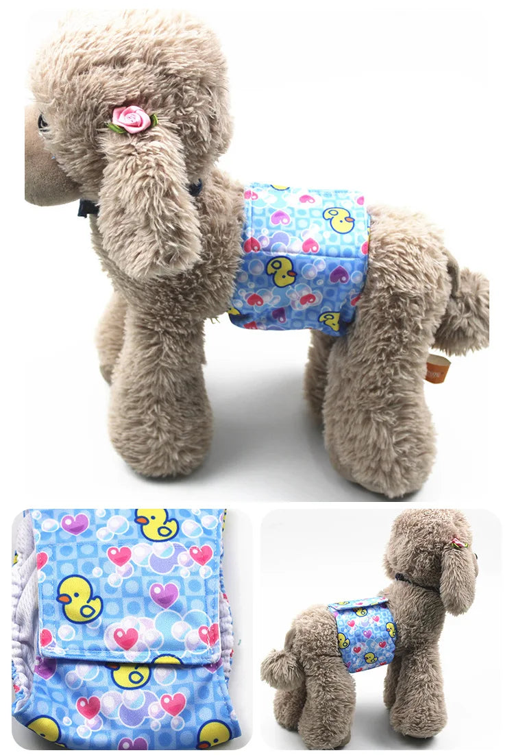 Cartoon Reusable Animals Pet Dog Male Dog Physiological Pant Adjustable Sanitary Underwear Belly Wrap Band Cotton Diaper Puppy