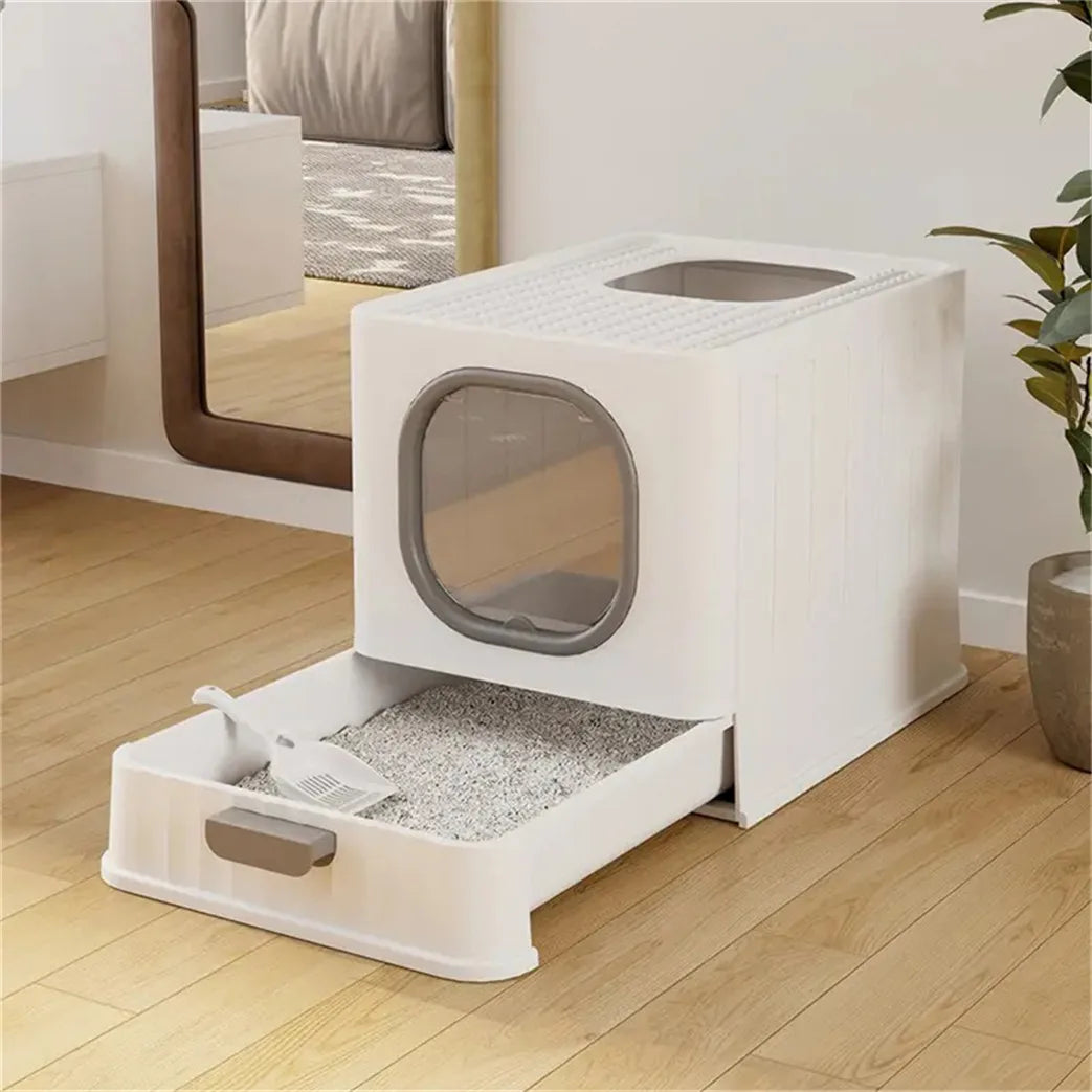 Large Cat Litter Box with Lid Splashproof Enclosed Potty Cat Toilet Scoop Easy to Clean for for Cats and Kittens