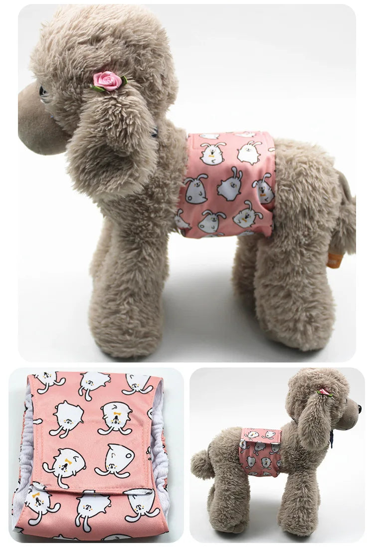 Cartoon Reusable Animals Pet Dog Male Dog Physiological Pant Adjustable Sanitary Underwear Belly Wrap Band Cotton Diaper Puppy