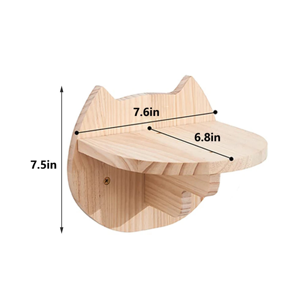 Cat Shelf Wall Hammock Climbing Shelves Moon Shaped And Perches Ladder Solid Wood Steps For Activity Indoor Cats Wall Furniture