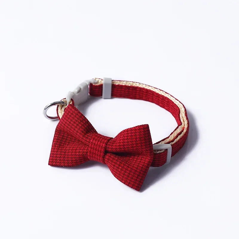 Cute Cat Collar with Bow Tie Adjustable Design Pet Dogs Cats Puppy Necklace Pet Supplies