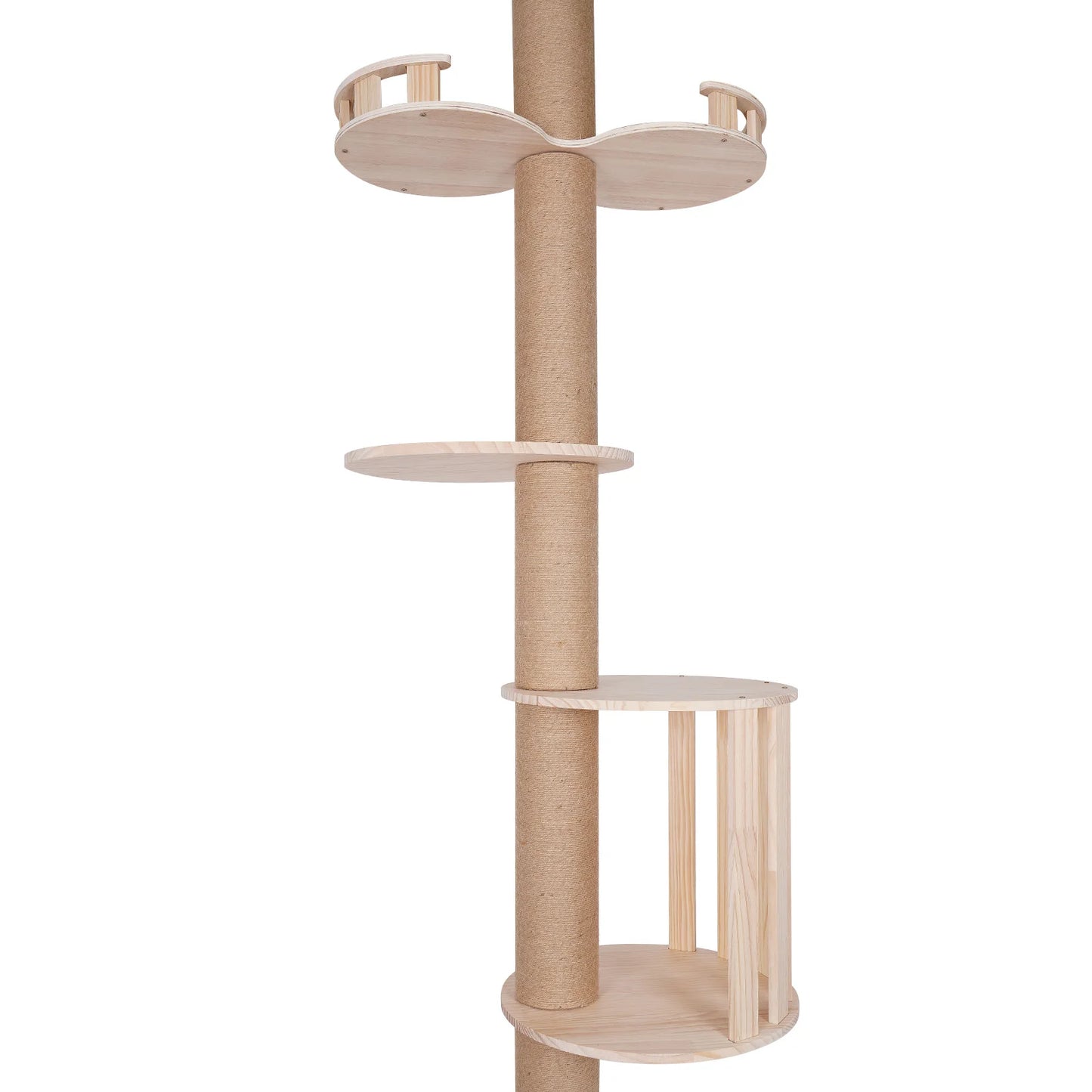 Durable 5-Tier Cat Tree with Scratching Posts, Wooden Cages, and Climbing Platforms for Cats, Easy Installation, Safe and