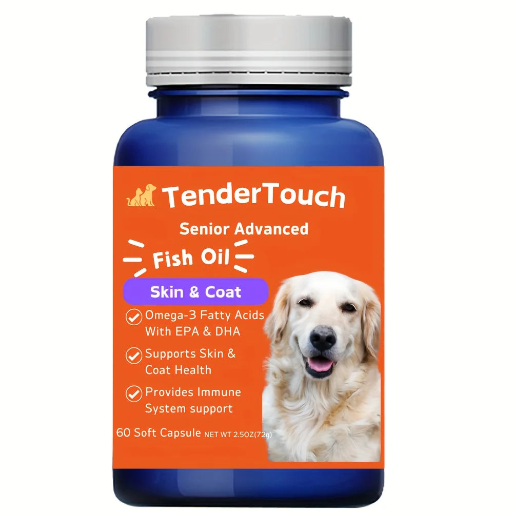 60 Capsules Amazing Omega 3 Fish Oil for Dogs and Cats - Omega 3 for Dogs and Cats Shedding and Skin Health For Dog Dry Skin