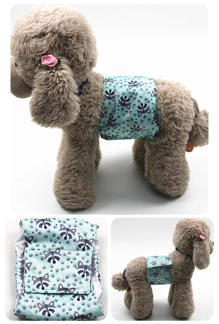 Cartoon Reusable Animals Pet Dog Male Dog Physiological Pant Adjustable Sanitary Underwear Belly Wrap Band Cotton Diaper Puppy