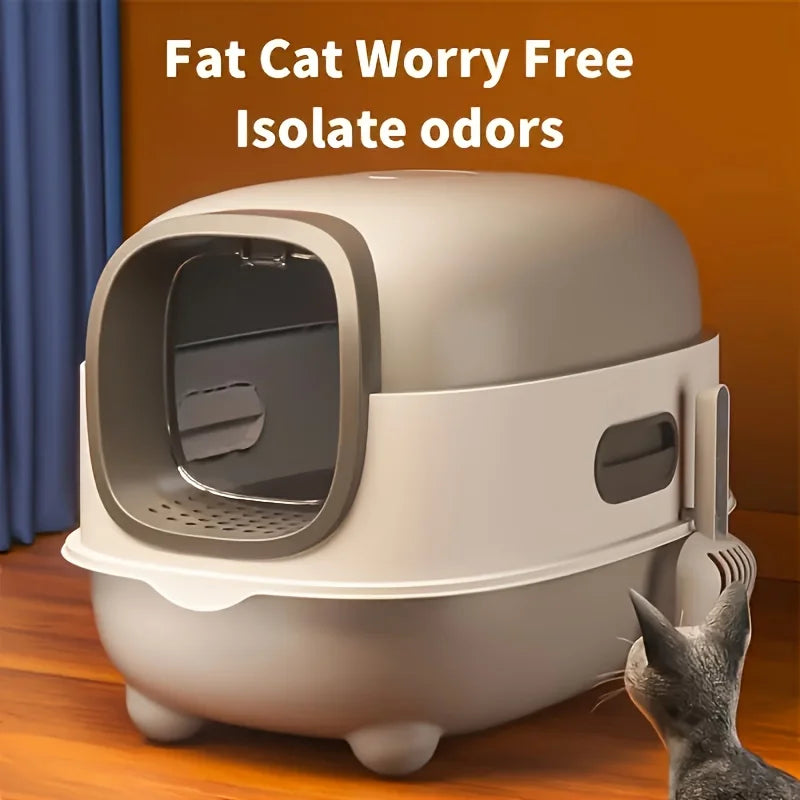 Enclosed Cat Litter Box Furniture - Extra Large Covered Design With Odor Control, High Privacy & Easy Clean