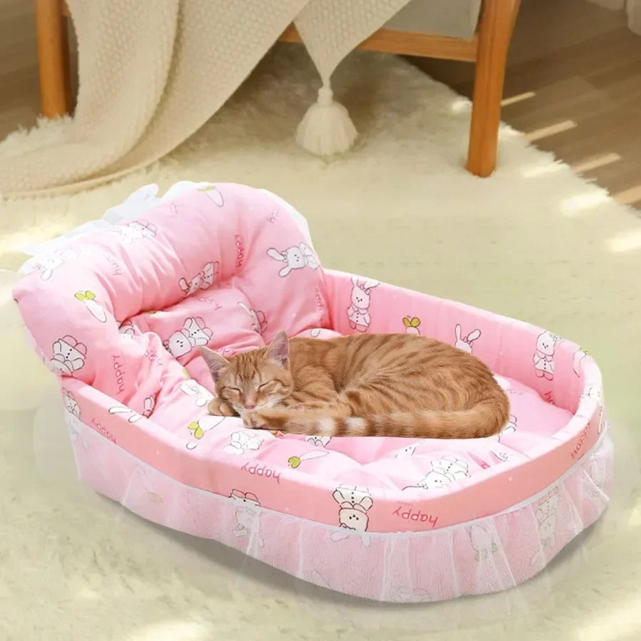 Pink Dog Bed for Small and Medium Dogs and Cats Princess Cat Couch with Washable Soft Fabric Cozy Snuggle Nest Design Ideal for