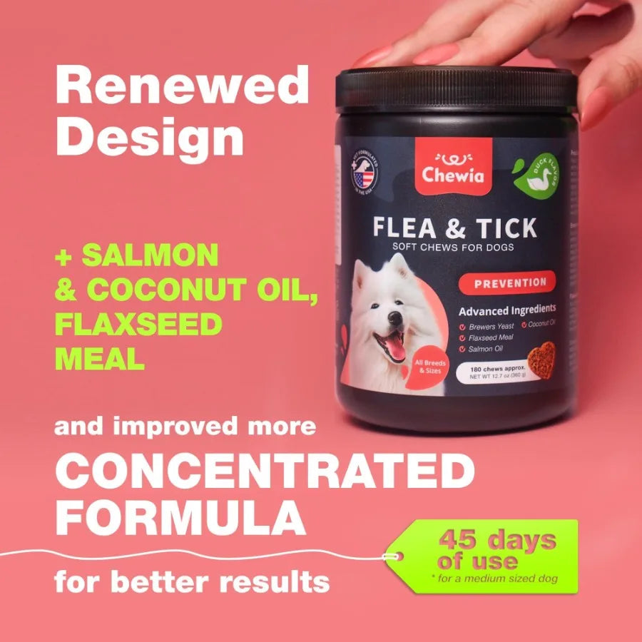 Dog Flea and Tick Treatment Chews FleaTick Prevention for Dogs Chewables Natural Dog Flea Tick Control Soft Treats Immune Suppo