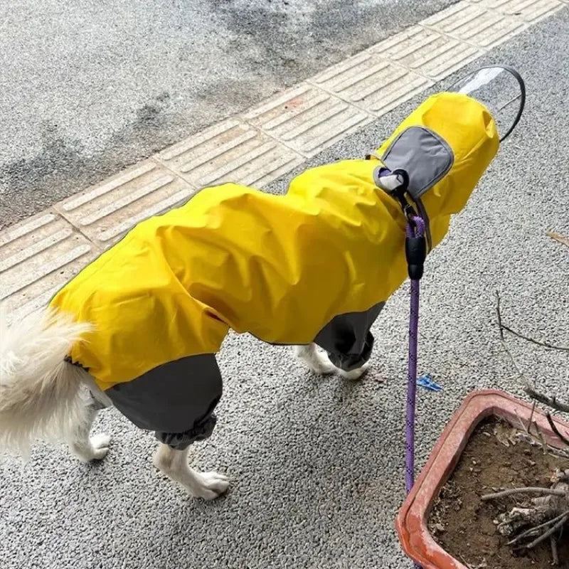 Waterproof Dog Raincoat Hoodie Jacket Rain Poncho Pet Rainwear Clothes Outdoor Golden Large Dogs Raincoat Pet Dog Clothing Coat