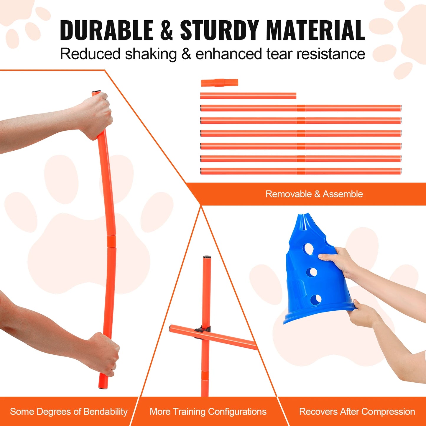 SucceBuy Dog Agility Hurdle Cone Set Agility Training Equipment with Height Adjustable Crossbar Dog Obstacle Course Jump Starter
