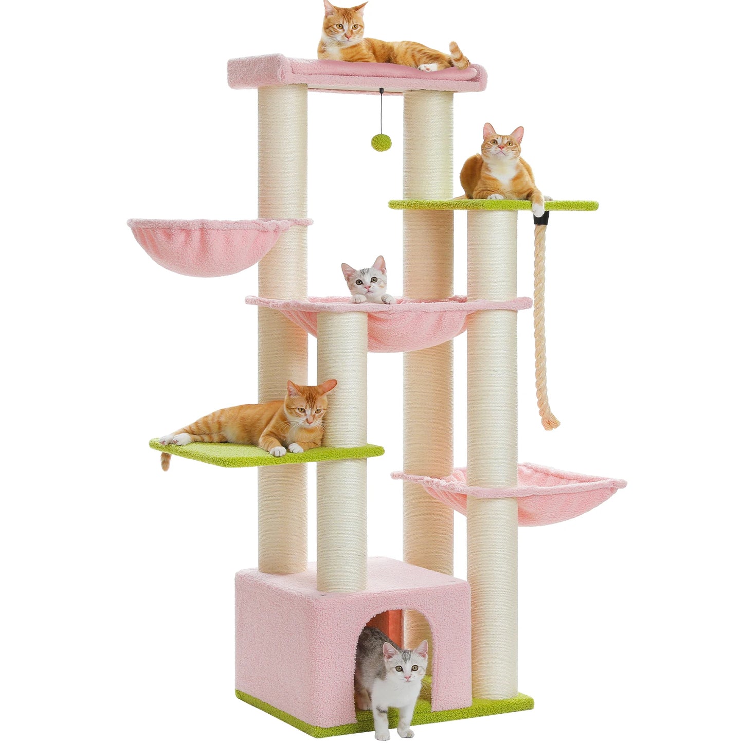 Large Cat Tree for Big Cats Robust Cat Tower with Several Levels Cat House Climbing Tree with Hammock 11 Sisal Posts Large Perch