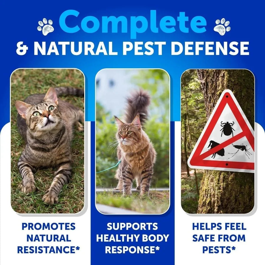 Flea Treatment for Cats Natural Flea and Tick Prevention Supplement for Cats Kittens Chewable Daily Oral Pills with Vitamins 13