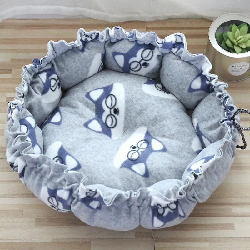 Creative Soft Warm Pet Bed Nest Dual-Use Adjustable Drawstring Pet Nest Bed Pet Cushion For Cats Puppies Pet Supplies