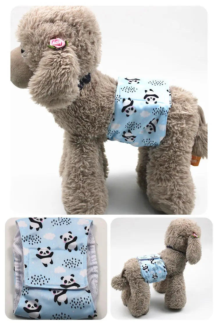Cartoon Reusable Animals Pet Dog Male Dog Physiological Pant Adjustable Sanitary Underwear Belly Wrap Band Cotton Diaper Puppy