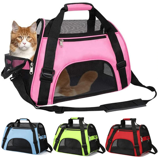 Cat Dog Carrier Soft-Sided Pet Travel Carrier Breathable Mesh Small Dog Cat Outdoor Tent Carrier Outgoing Pets Handbag