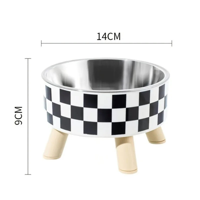 1pcsElevated stainless steel cat bowl with neck protection design - anti slip, anti pointed feeding tray for cats, cat food bowl