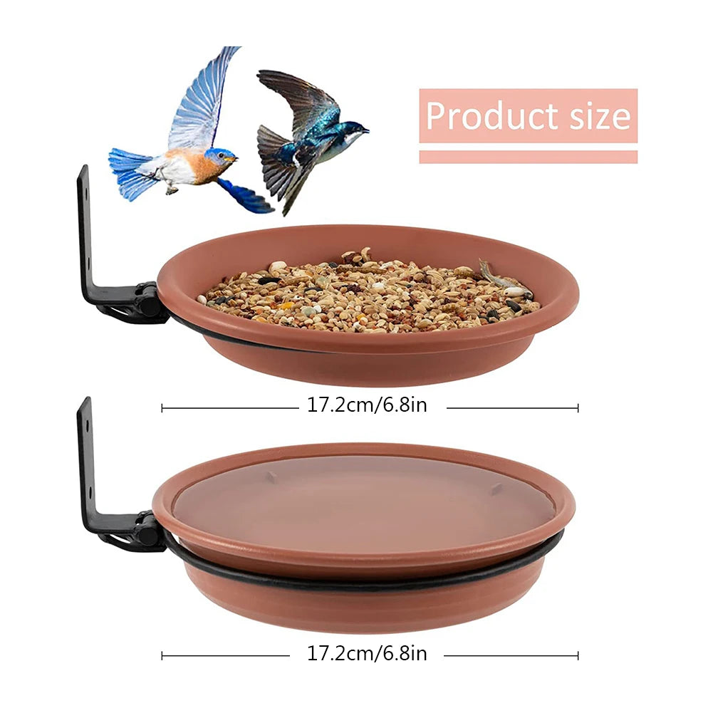 Bird Bath Spa Tray Weatherproof Bird Feeder Water Container Attracts Wild Birds Pet Supplies for Balcony Railing Garden
