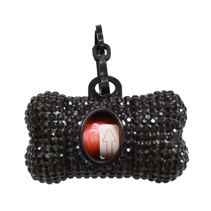 Mini Rhinestone Pet Garbage Bag Dispenser Dog Poop Garbage Stand Portable Cat Poop Storage Box Animals Articles Dog supplies