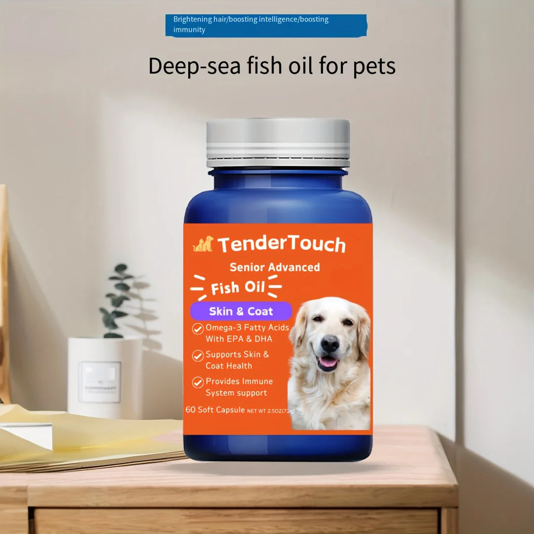 60 Capsules Amazing Omega 3 Fish Oil for Dogs and Cats - Omega 3 for Dogs and Cats Shedding and Skin Health For Dog Dry Skin