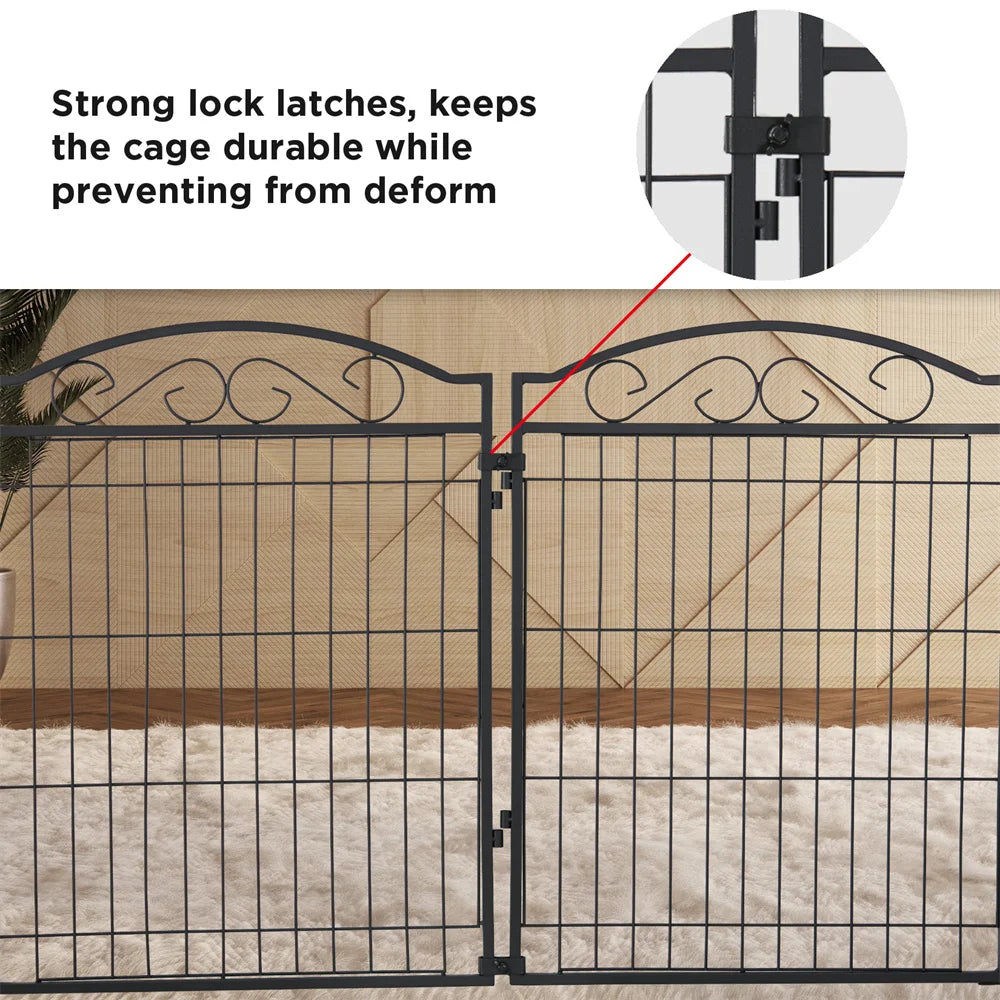 Heavy Duty Dog Playpen 8 Panels Pet Animal Dog Kennel Pen Fence Enclosure Cage Metal Camping Pet Puppy Run Fences Grid with Door