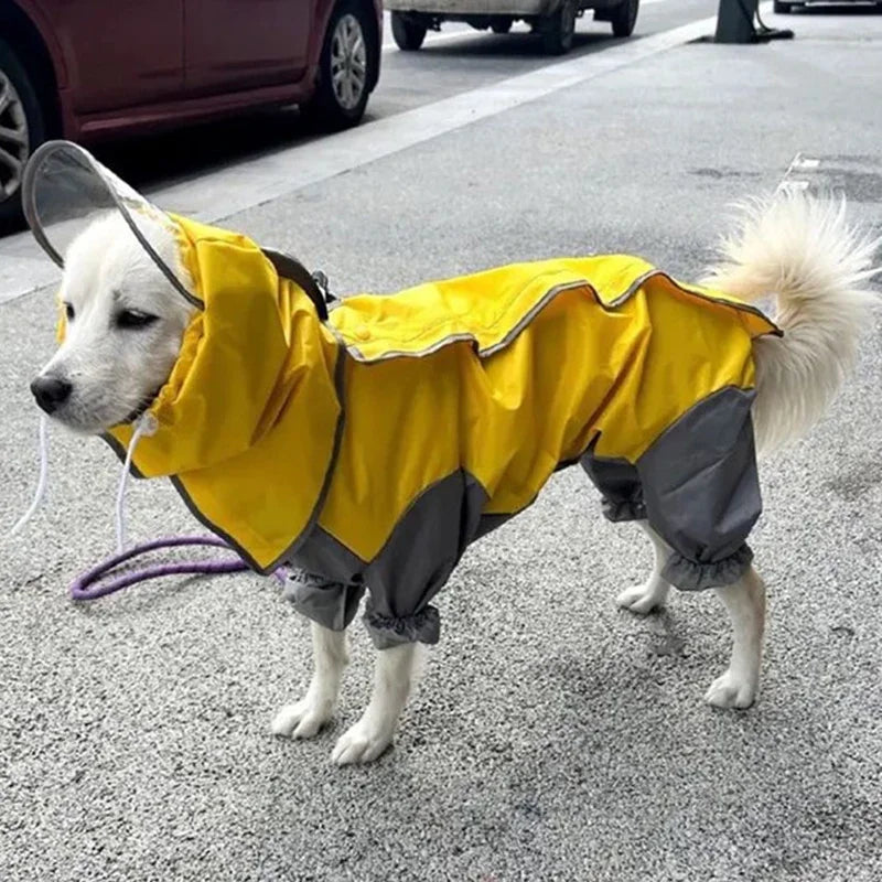 Waterproof Dog Raincoat Hoodie Jacket Rain Poncho Pet Rainwear Clothes Outdoor Golden Large Dogs Raincoat Pet Dog Clothing Coat