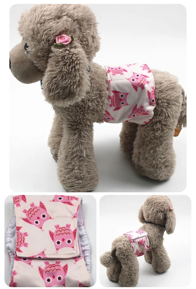 Cartoon Reusable Animals Pet Dog Male Dog Physiological Pant Adjustable Sanitary Underwear Belly Wrap Band Cotton Diaper Puppy