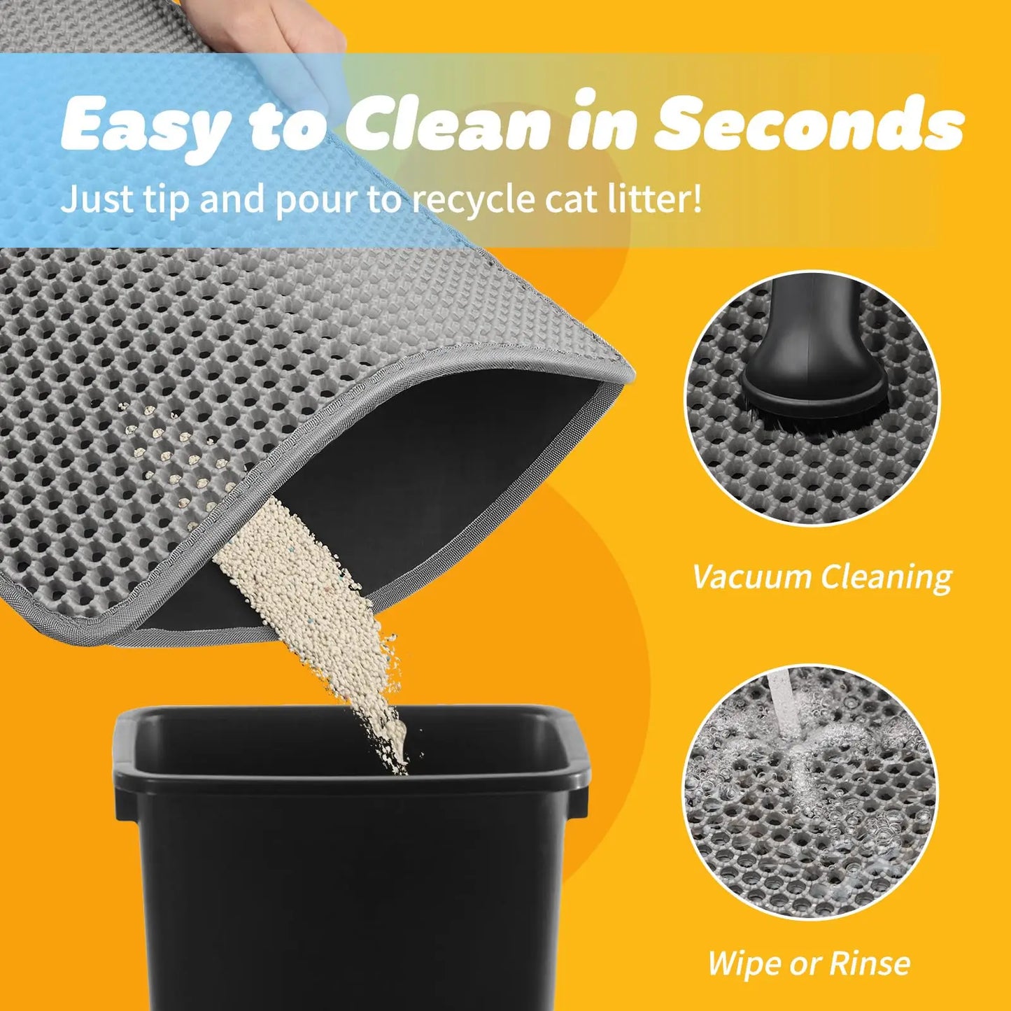 Gray Cat Litter Mat Wear-Resistant, Non-Slip, Sand-Proof And Waterproof For Cats Dogs, Can Be Cleaned Urine-Proof Trap