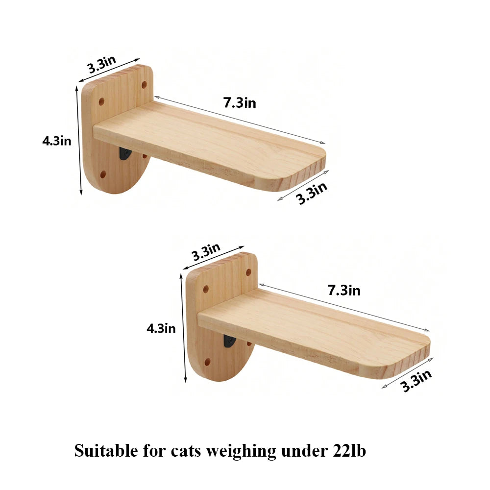 Cat Shelf Wall Hammock Climbing Shelves Moon Shaped And Perches Ladder Solid Wood Steps For Activity Indoor Cats Wall Furniture