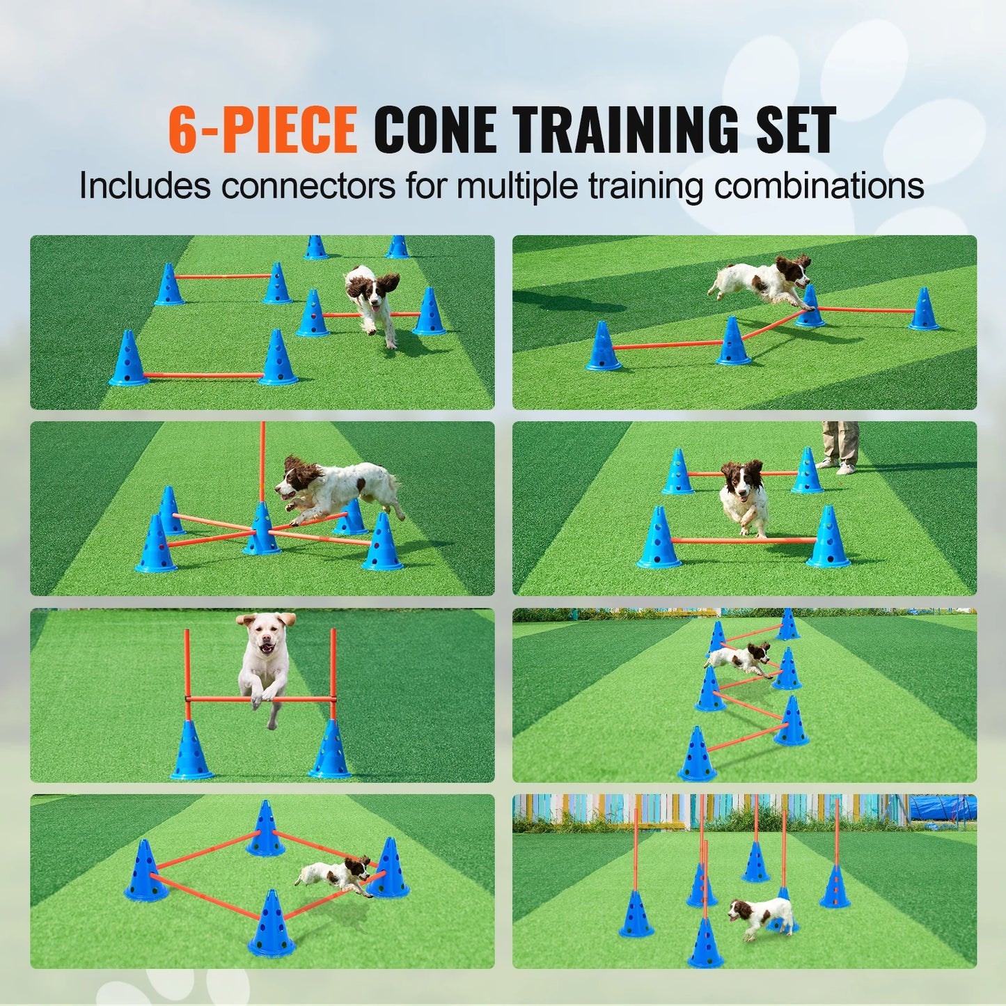 SucceBuy Dog Agility Hurdle Cone Set Agility Training Equipment with Height Adjustable Crossbar Dog Obstacle Course Jump Starter