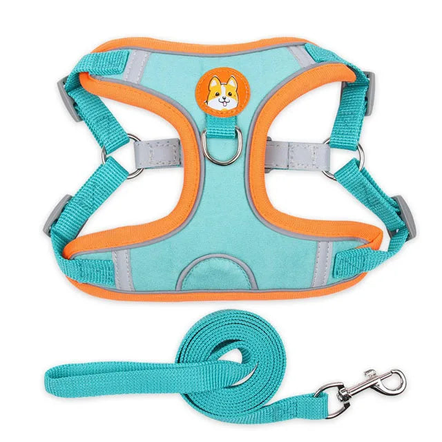 Pet Dog Harness and Leash Set Adjustable Flannel Chest Harness Reflective Breathable For Small Dogs Teddy Chihuahua Pet Supplies