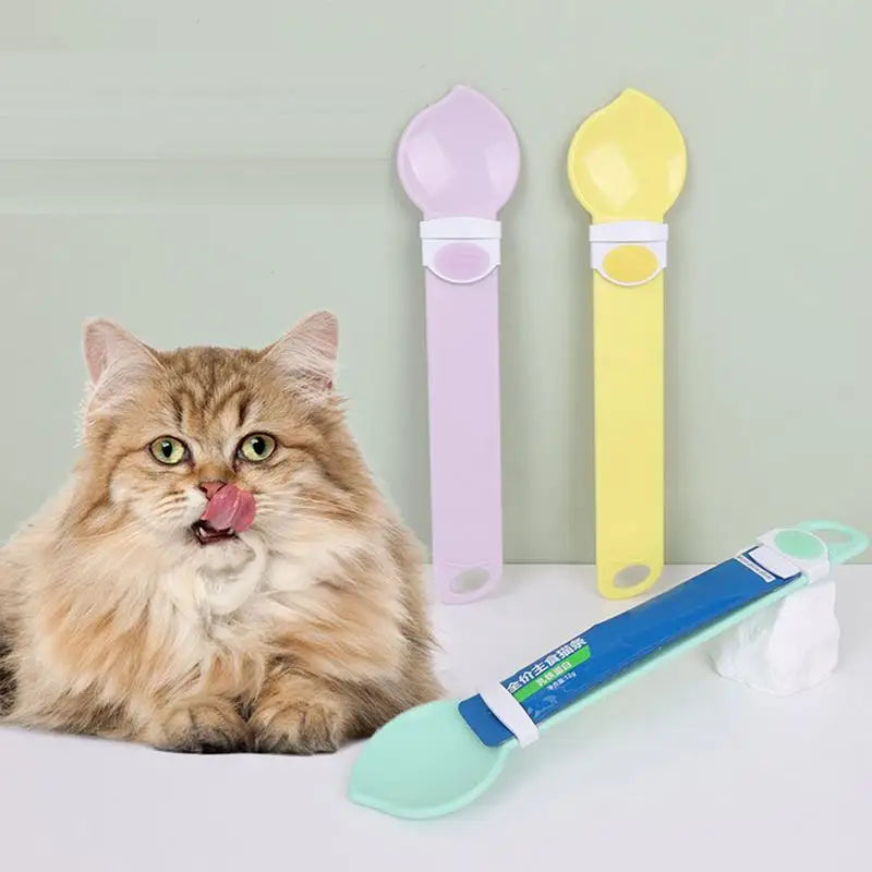 Pets Wet Treat Dispenser Cat Feeding Supplies 2 In 1 Cat Treat Spoon Squeeze Cat Strip Feeder For Cats Kitten Pets Dogs