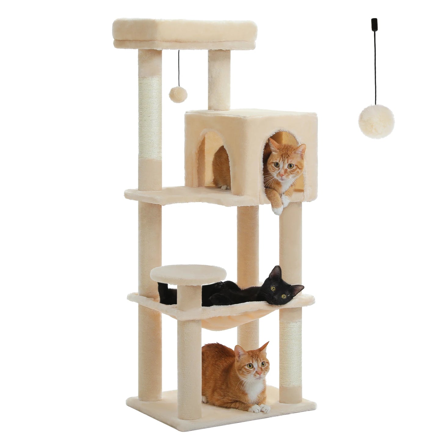 Cat Tree for Indoor Multi-Level Cat Tower with Scratching Posts Cozy Hammock Top Perch Large Cat Condo Cat Toys Cat Accessories