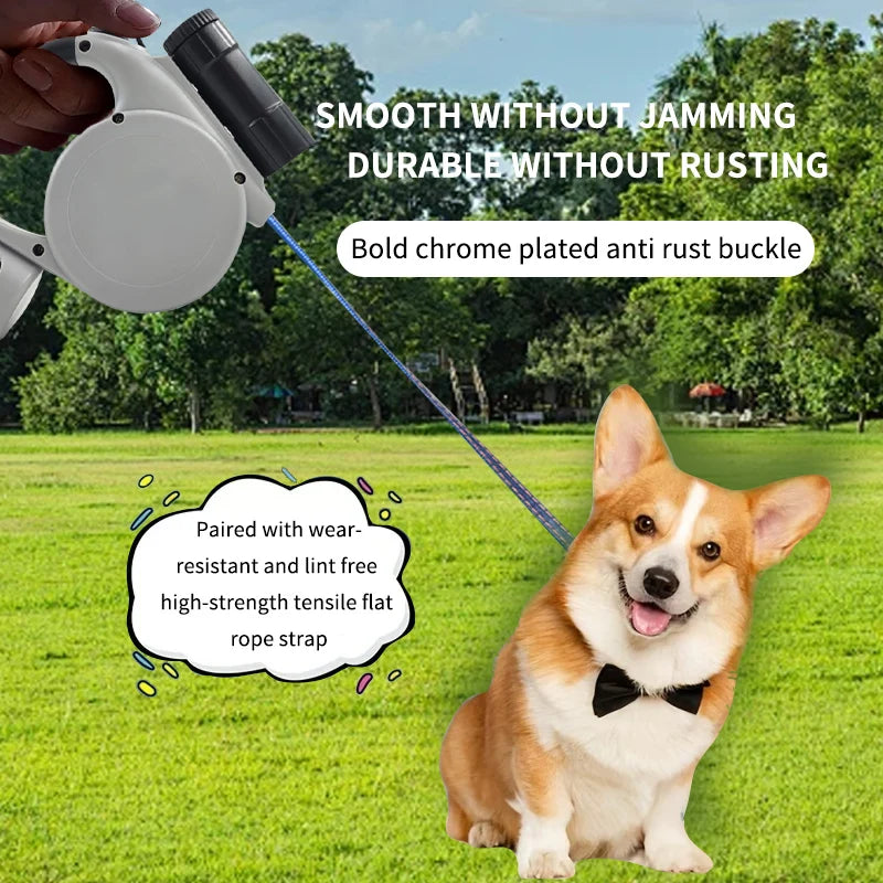 Multifunctional Retractable Dog Leash 5m / 16feet | Hands-Free Retractable Pet Lead, Built-In Storage Box And 3 Garbage Bag Roll